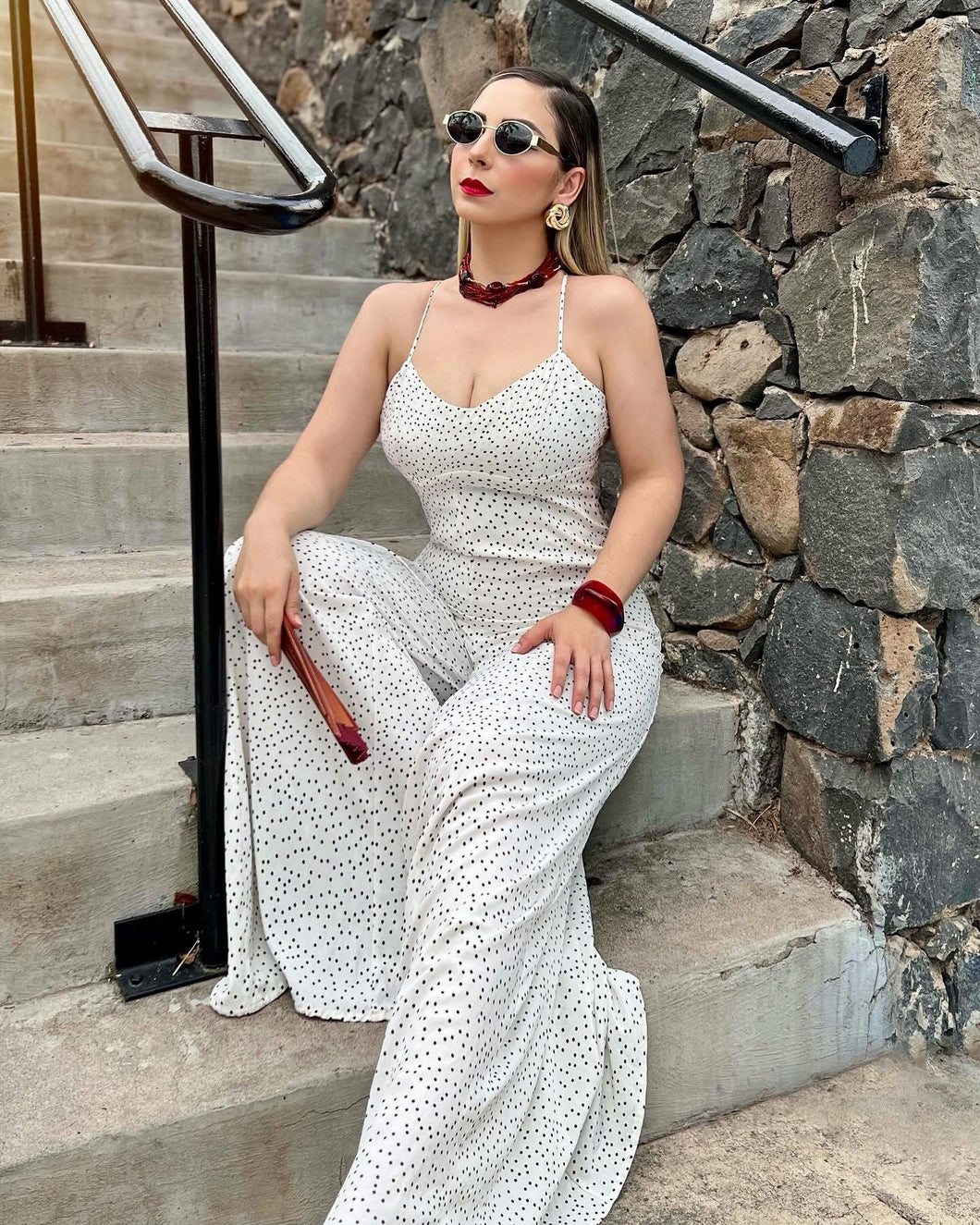 Palazzo blanco lunares negros