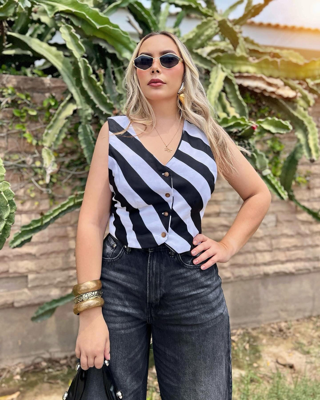 Chaleco rayas blanco & negro