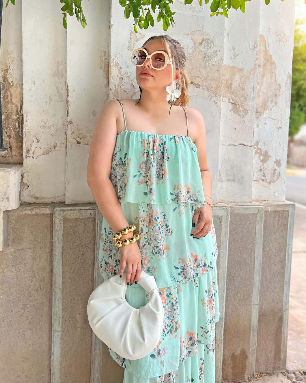 Maxi vestido olanes azul floral