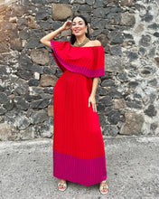 Cargar imagen en el visor de la galería, Maxi vestido plisado bicolor
