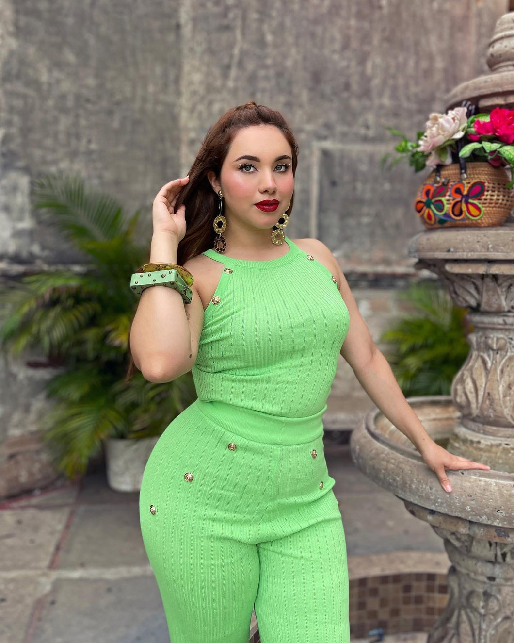 Set blusa & pantalón hilo verde