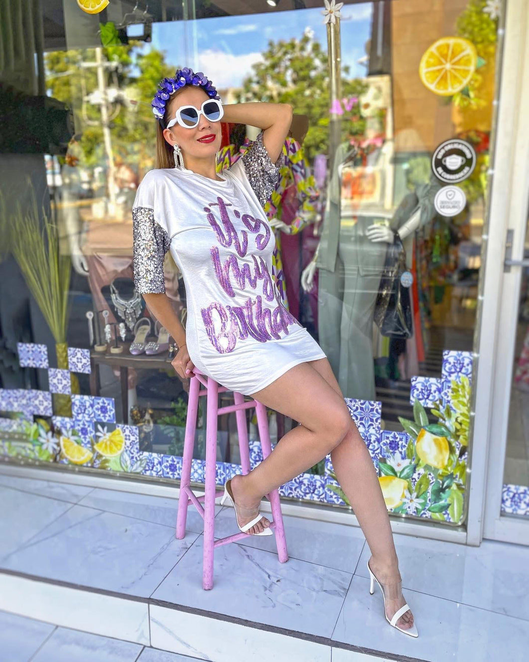 Vestido Its my birthday blanco