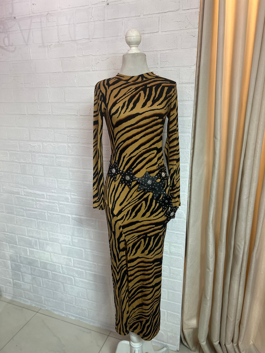 Vestido midi estampado zebra