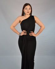 Cargar imagen en el visor de la galería, Vestido midi negro un hombro
