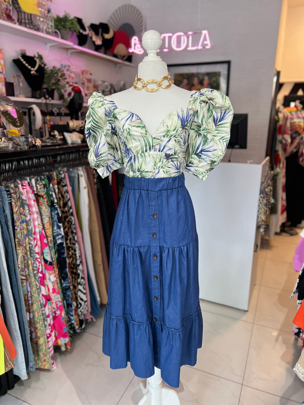 Falda campesina denim