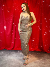 Cargar imagen en el visor de la galería, Vestido straple lentejuela champagne
