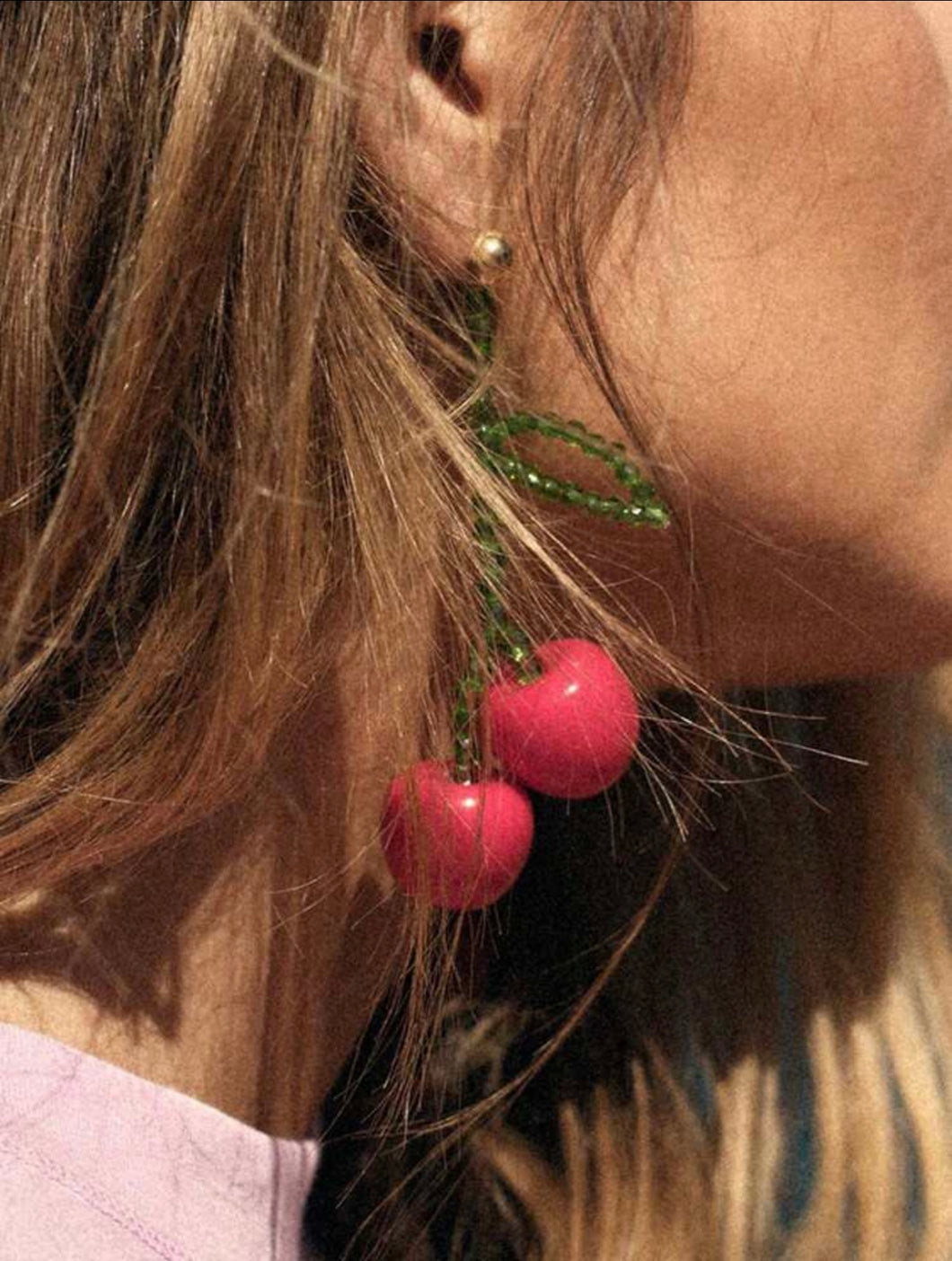 Aretes colgantes cerezas