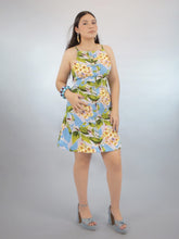 Cargar imagen en el visor de la galería, Vestido azul cielo estampado
