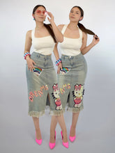 Cargar imagen en el visor de la galería, Falda denim con parches lentejuela
