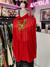 Cargar imagen en el visor de la galería, Blusa gasa roja rayas
