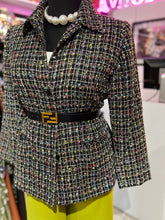 Cargar imagen en el visor de la galería, Blazer tweed negro con colores
