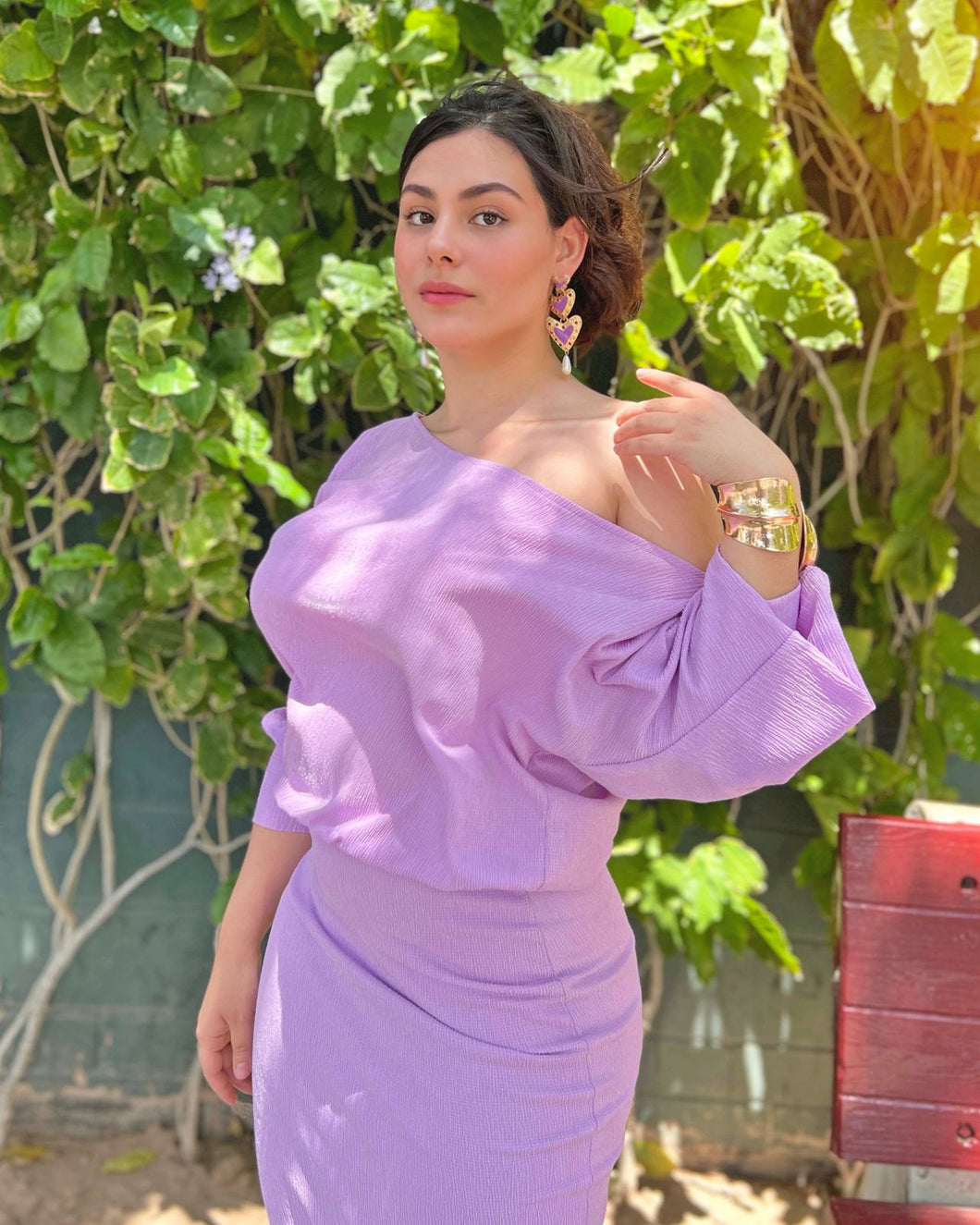 Vestido midi lavanda