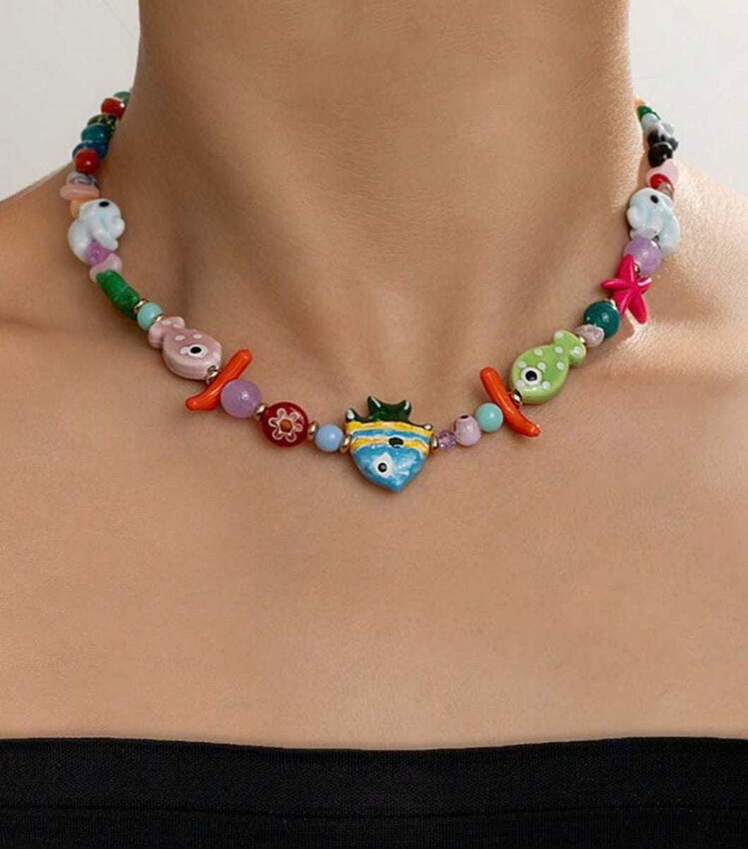 Collar cuentas peces
