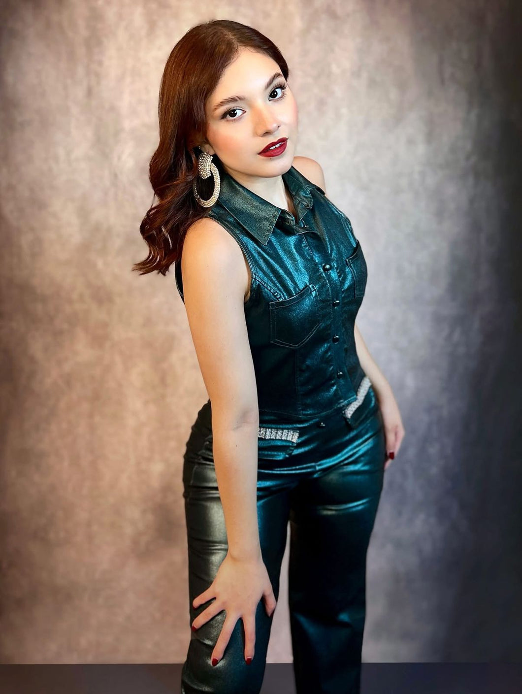 Chaleco efecto piel verde