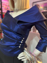 Cargar imagen en el visor de la galería, Blusa fiesta azul tornasol

