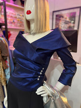 Cargar imagen en el visor de la galería, Blusa fiesta azul tornasol
